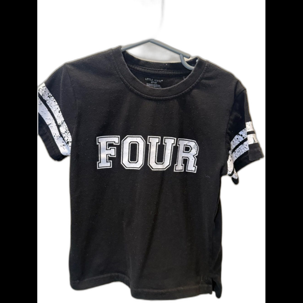 Little Bipsy Black "Four" Graphic Kids Tee or Bday shirt 5-6T